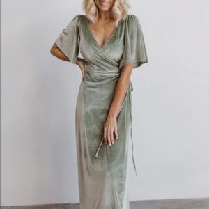 Baltic Born Meghan Sage Velvet Wrap Dress